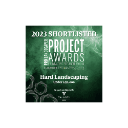 Montrose Landscapes in Surrey - Website Image showing 2023 Project Awards icon.